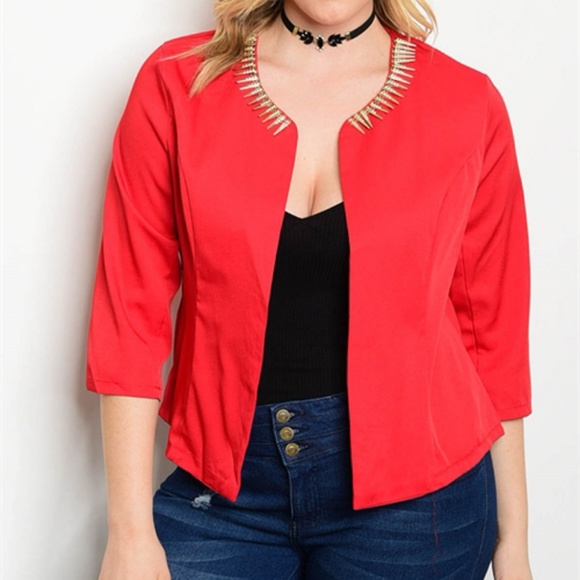 Jackets & Blazers - red plus size blazer